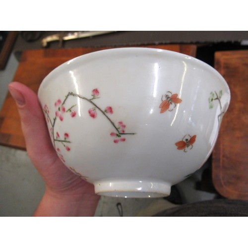 583 - Chinese shallow bowl painted with a tree in blossom, signed with six character mark to base, 16cm di... 