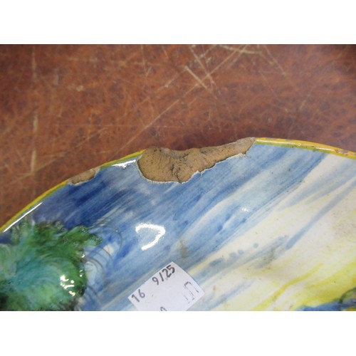 510 - 19th Century Italian Faience part dessert service handpainted with landscapes and cherubs comprising... 