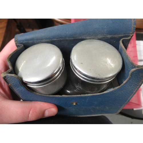 229 - Brass stamp box, small Christofle silver plated dish and a quantity of other miscellaneous items
