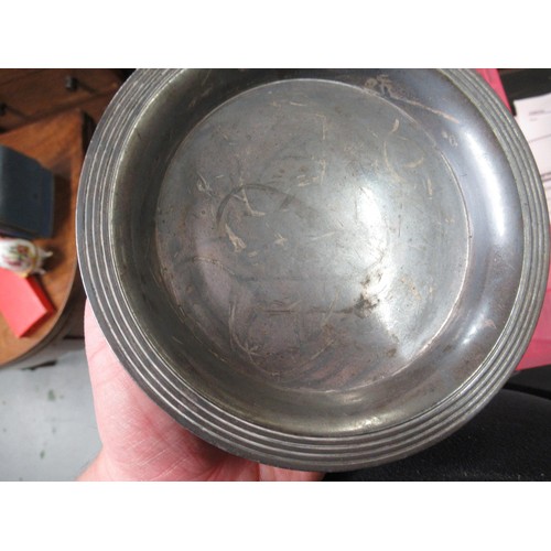 229 - Brass stamp box, small Christofle silver plated dish and a quantity of other miscellaneous items