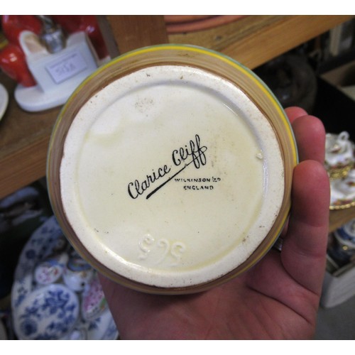 496 - Clarice Cliff Wilkinson Ltd. baluster form vase with painted floral decoration, 13.5cm high, togethe... 