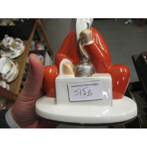 515B - Alfred Meakin transfer plate decorated with figures and dogs, together with a French Robj oil lamp i... 