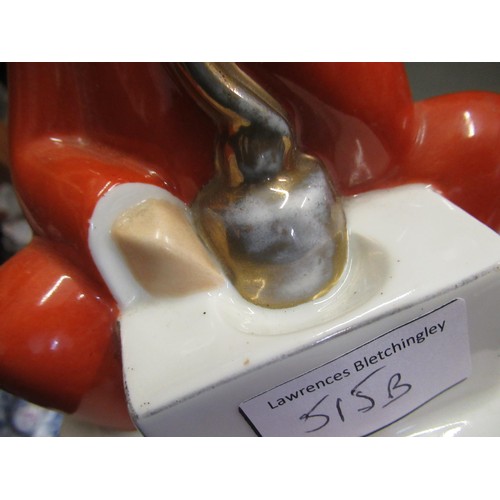 515B - Alfred Meakin transfer plate decorated with figures and dogs, together with a French Robj oil lamp i... 