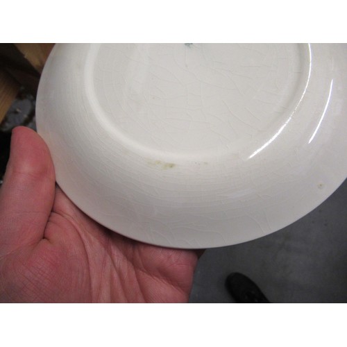 515B - Alfred Meakin transfer plate decorated with figures and dogs, together with a French Robj oil lamp i... 