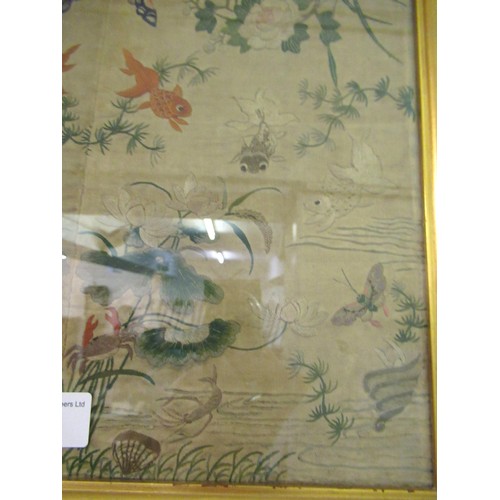 79 - Pair of early 20th Century female sleeves bands decorated with various animals, including crabs, fis... 