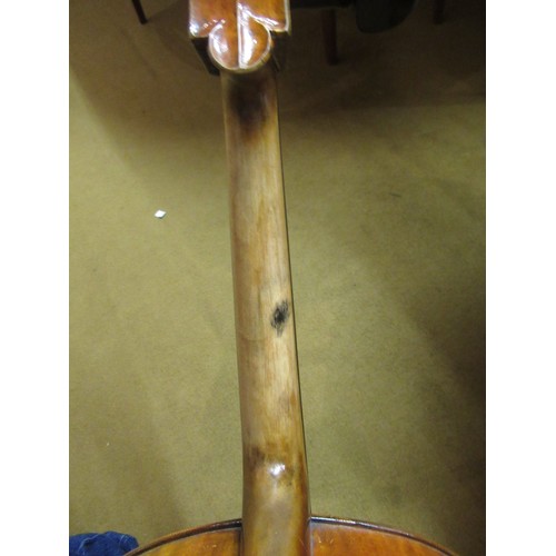 188 - Student's three quarter size cello, bearing a handwritten label ' Made by Gualang Wang ', in soft ca... 