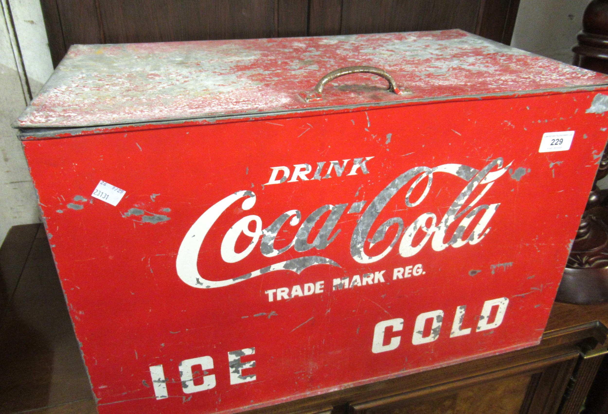 Mid 20th Century Chinese Coca Cola cool box (at fault), 56cm wide x ...