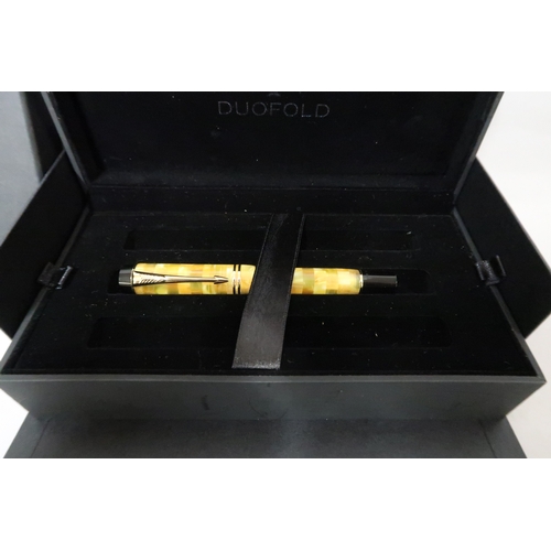46 - Parker Duofold Mini yellow check fountain pen, 11.6cm long in original box