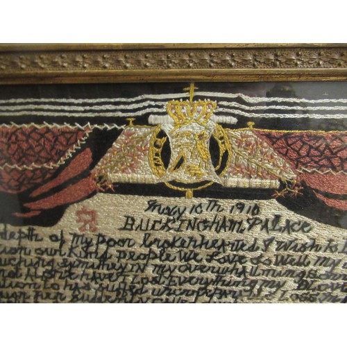 25 - Unusual Edwardian needlework picture worked with a copy of a letter to the Nation from Queen Alexand... 