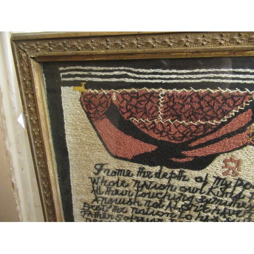 25 - Unusual Edwardian needlework picture worked with a copy of a letter to the Nation from Queen Alexand... 