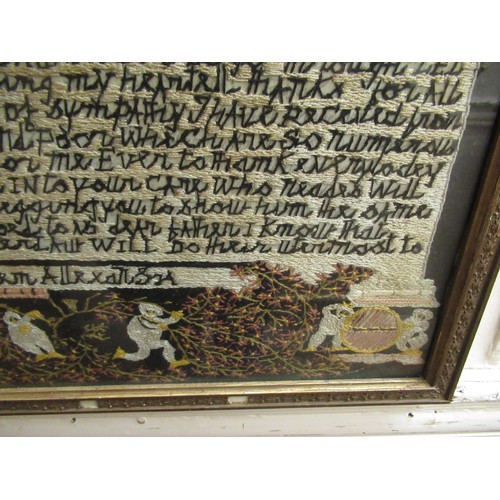 25 - Unusual Edwardian needlework picture worked with a copy of a letter to the Nation from Queen Alexand... 