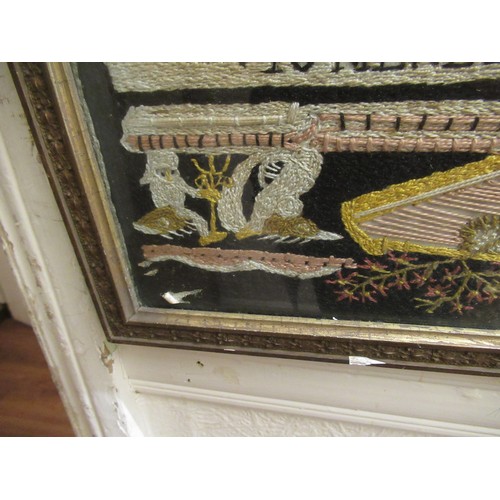 25 - Unusual Edwardian needlework picture worked with a copy of a letter to the Nation from Queen Alexand... 