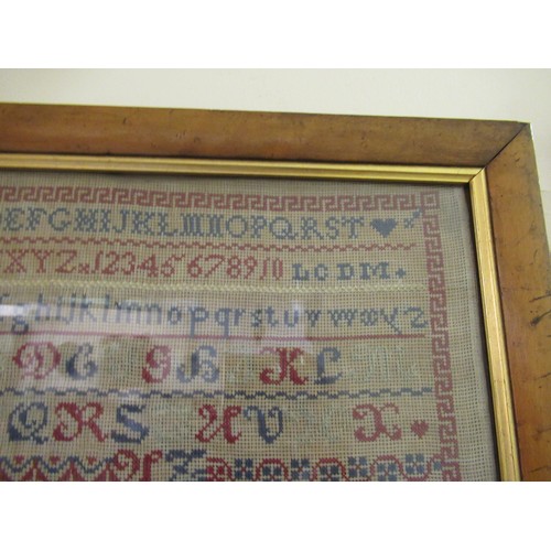 27 - William IV needlework sampler of alphabet and numerical design, signed with the initials H.B. and N.... 