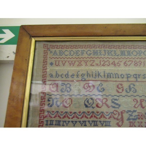 27 - William IV needlework sampler of alphabet and numerical design, signed with the initials H.B. and N.... 