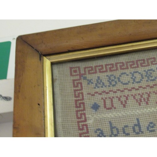 27 - William IV needlework sampler of alphabet and numerical design, signed with the initials H.B. and N.... 