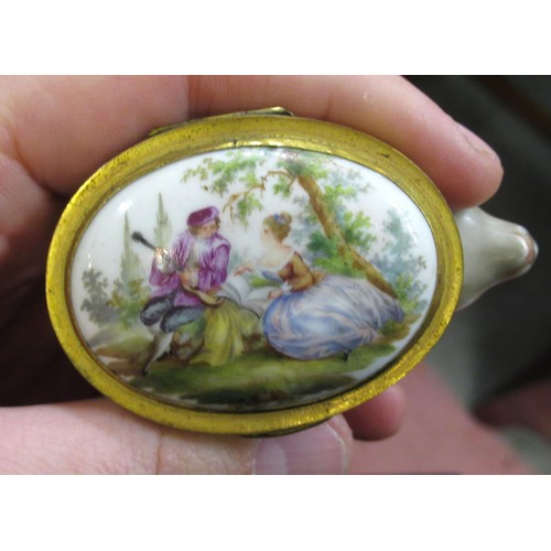 475 - 19th Century Continental porcelain and enamel snuff or sweetmeat box in the form of a mouse or rat, ... 