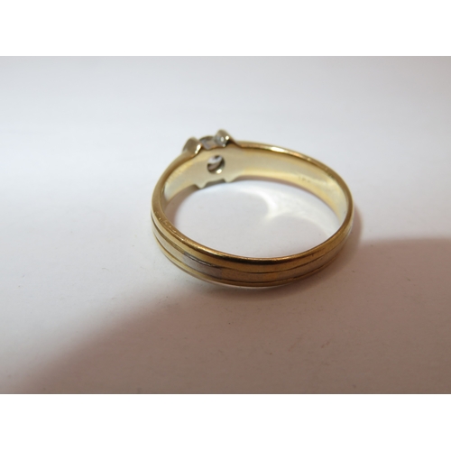 1157 - 18ct Yellow gold solitaire diamond ring with a ribbed shank, the stone of approximately 5mm diameter... 