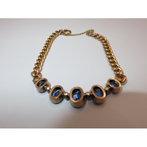 1220 - 19th / 20th Century bracelet set five graduated sapphire and diamond clusters mounted on a French 18... 