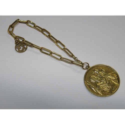 1250B - 9ct Gold St Christopher bracelet, 17.5g