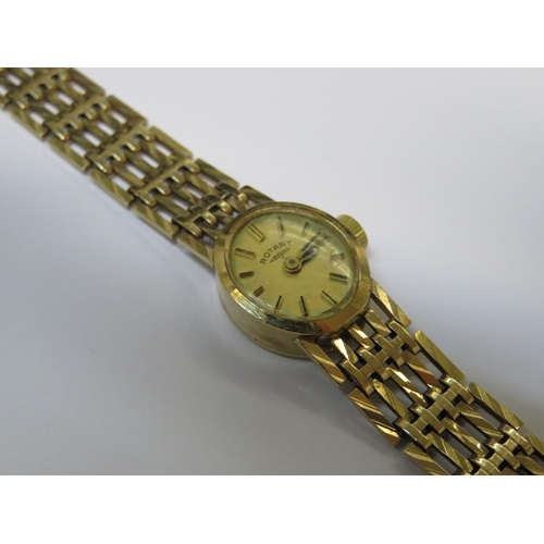 1280C - Ladies 9ct Gold Rotary wristwatch with integral 9ct Gold bracelet strap, 16.3g