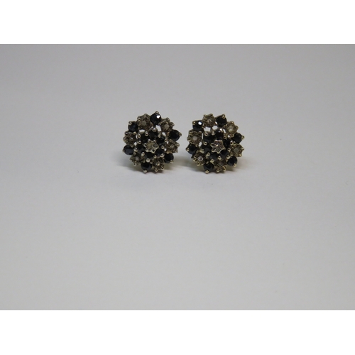 1280D - Pair of 9ct Gold sapphire and diamond cluster ear studs, 2.3g
