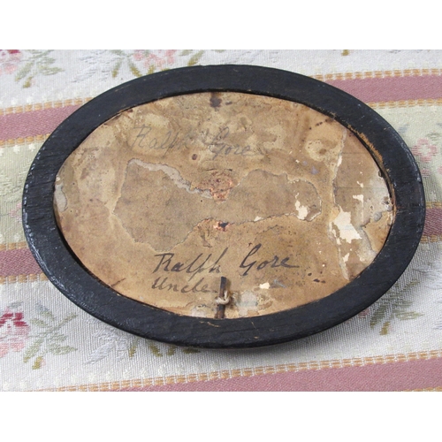 1342 - 19th Century oval gilt highlighted silhouette of a military officer in uniform in an ebonised frame,... 