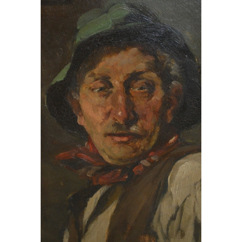 1376 - W. Hans Berger-Willing, oil on panel, portrait of a rustic gentleman, signed, 34 x 29cm