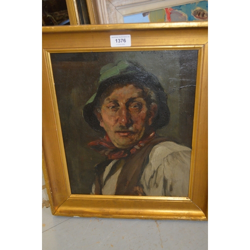 1376 - W. Hans Berger-Willing, oil on panel, portrait of a rustic gentleman, signed, 34 x 29cm