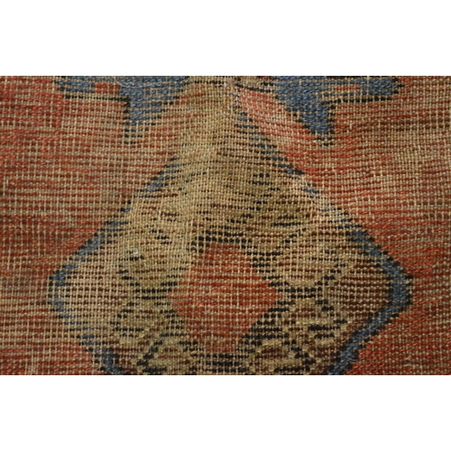 142 - Kazak rug having medallion design with red and blue ground having multiple borders (at fault)