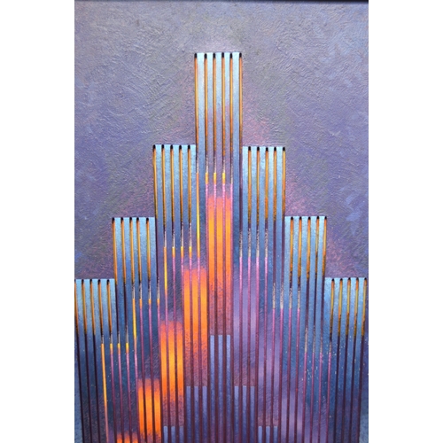 1449 - David William Wire (Transfield Prize runner up), three dimensional oil on board, study of a stylised... 