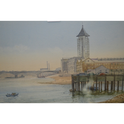 1482 - Ashton Cannell, watercolour, ' The Thames at Chelsea Reach ', signed, 34 x 51cm, gilt framed