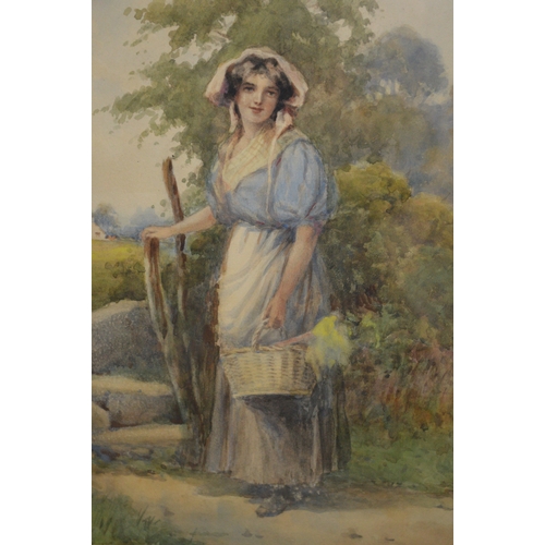 1497 - Joshua Fisher, watercolour, ‘ The Stile ’, signed, 34 x 23cm, gilt framed