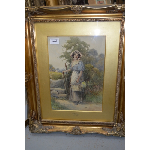 1497 - Joshua Fisher, watercolour, ‘ The Stile ’, signed, 34 x 23cm, gilt framed