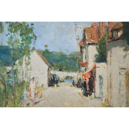 1515 - Pierre Eugene Montezin, oil on canvas, French village street scene, signed, 71 x 76cm, gilt framed
