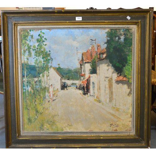 1515 - Pierre Eugene Montezin, oil on canvas, French village street scene, signed, 71 x 76cm, gilt framed