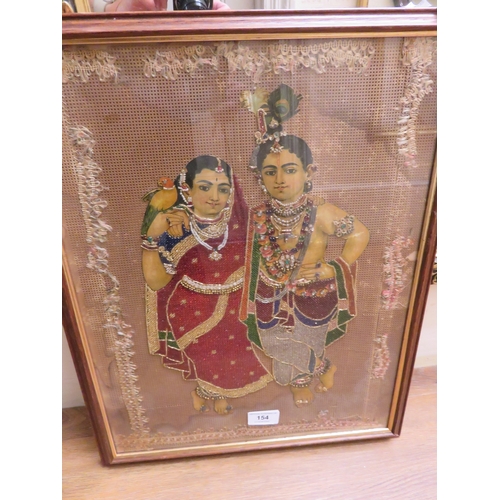 154 - Two Indian beadwork and mixed media, pictures of Hindu Godesses
