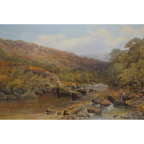 1554 - Rosa Muller, pair of oil paintings on canvas, Welsh river landscapes with figures, signed and dated ... 