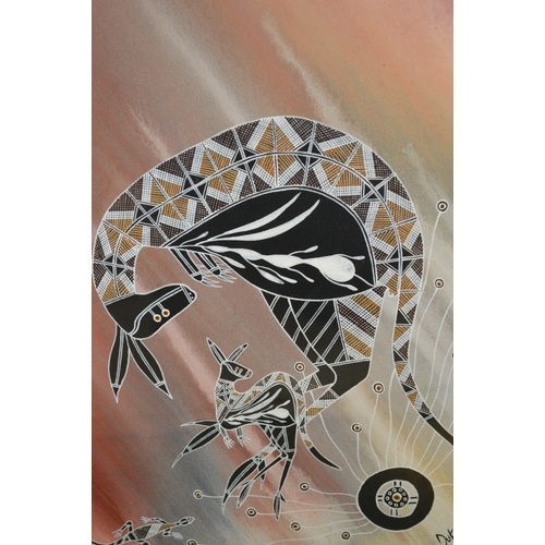 1571 - Duk-duk (Australian Aboriginal artist), acrylic and ochre on hand made paper with brushes made from ... 