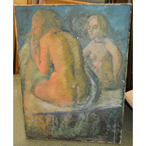 1630 - Elizabeth (Betty) Battiscombe, oil on canvas, ' Weeping Woman ', 61 x 45cm, together with a large qu... 