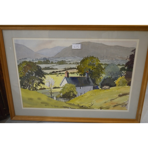 1673 - E. R. Roberts, two watercolours, Welsh landscapes, signed, the largest 33 x 50cm, framed