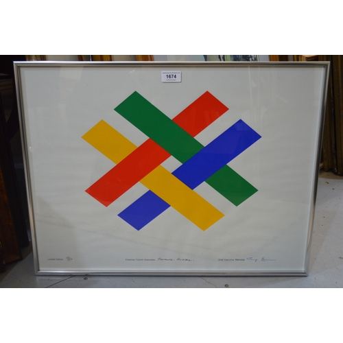 1674 - Terence Conran, signed Limited Edition coloured print, abstract study, Limited Edition No. 138 of 25... 