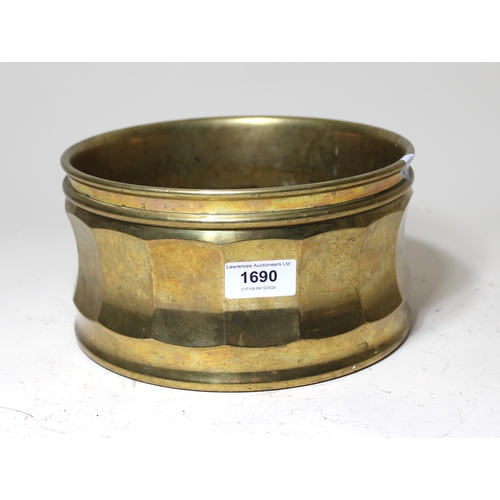 1690 - Heavy circular bronze jardiniere, 21.5cm diameter x 11.5cm high