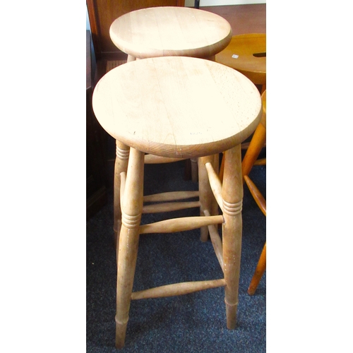 1825 - Pair of 20th Century beechwood circular foot stools
