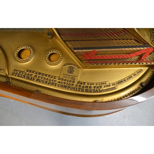 1863 - Steinway & Sons, rosewood cased boudoir grand piano, serial number 1514, raised on later square tape... 