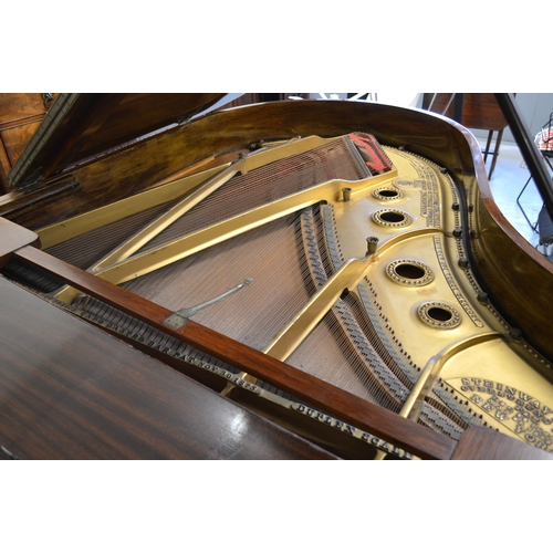 1863 - Steinway & Sons, rosewood cased boudoir grand piano, serial number 1514, raised on later square tape... 