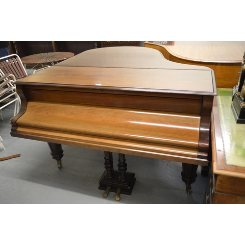1933 - Julius Feurich of Leipzig, rosewood cased baby grand piano with ivory keys raised on turned fluted t... 