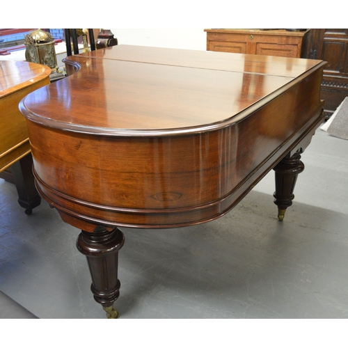 1933 - Julius Feurich of Leipzig, rosewood cased baby grand piano with ivory keys raised on turned fluted t... 