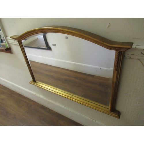 1959 - Reproduction gilt moulded bevel edged dome top overmantel mirror, together with a reproduction mahog... 