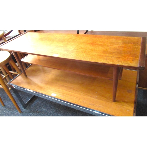 1970 - Mid 20th Century rectangular teak two tier coffee table, 114 x 36cm