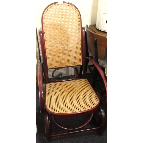 1984 - Modern Bentwood rocking chair with cane back and seat